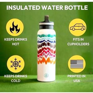 Biddlebee 25oz Insulated‎ Water Bottle With Chug Cap and Built-In Handle NWT